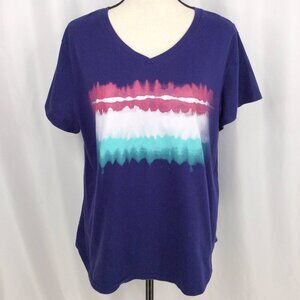 Tek Gear T-Shirt Womens Size XXL Purple Abstract Graphic Print Short Sleeve